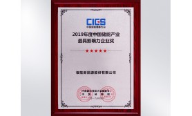 2019年度中國儲能產業(yè)最具影響力企業(yè)獎